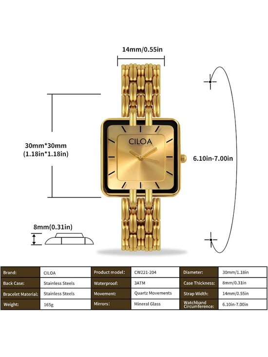 Women\'s Gold-Steel Strap Classic Casual Fashion Square Dial Cute Wrist Watch main image 6